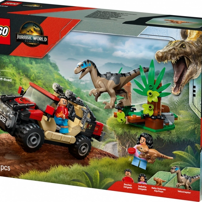 LEGO Jurassic World Bausatz: Flucht mit dem Geländewagen vor dem Velociraptor