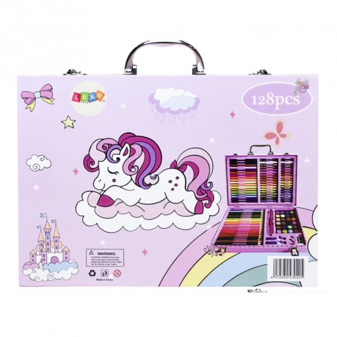 Künstler-Set in Rosa Koffer mit Einhorn - 128 Teile