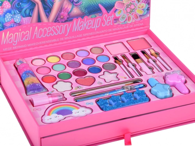 Großes Meerjungfrau Beauty-Set Lidschatten Nagellacke Haarspangen Haargummis