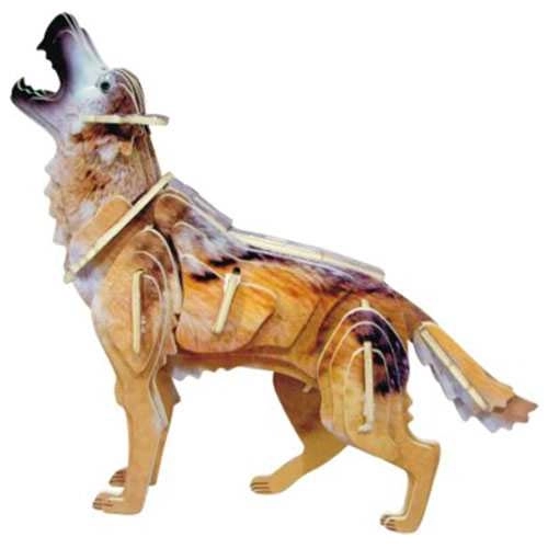 Holz 3D Puzzle Wolf in Farbe