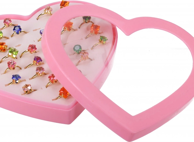 Set mit Ringen mit bunten Steinchen für Kinder