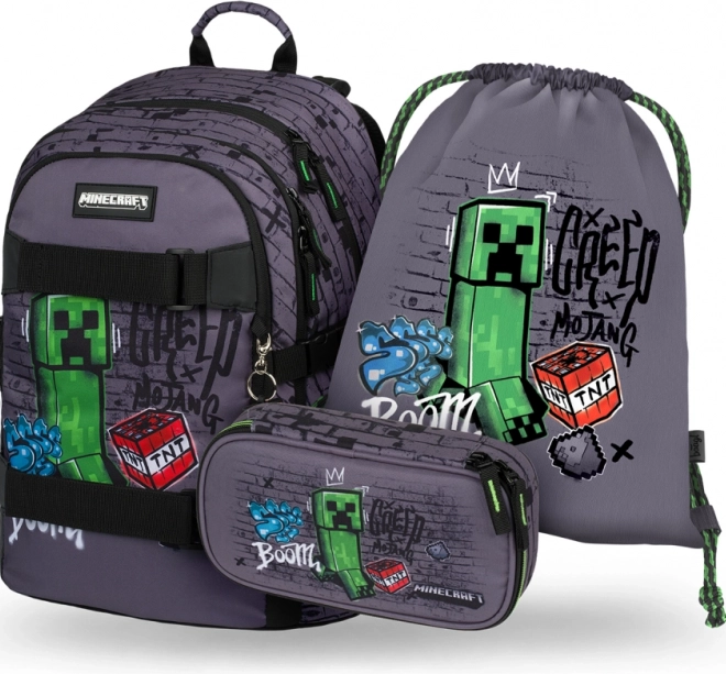 Set 3 Skate Baagl Minecraft TNT: Rucksack, Federmäppchen, Beutel
