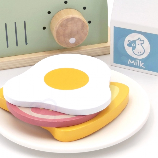 Hölzerner Toaster Pastell Frühstücksset von Tooky Toy