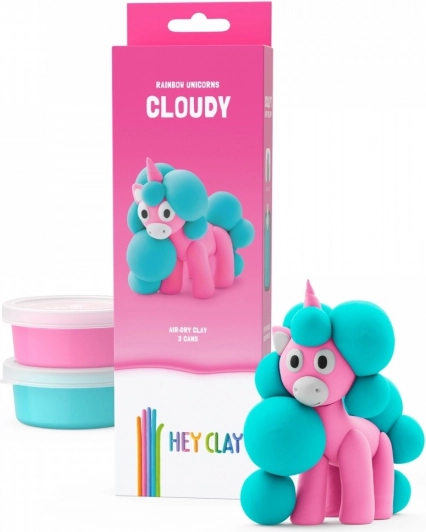 Knetmasse Hey Clay Einhörner 3 Packungen, Wolkig