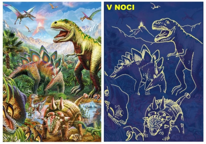 Leuchtendes Dinosaurier-Puzzle 100 XL Teile