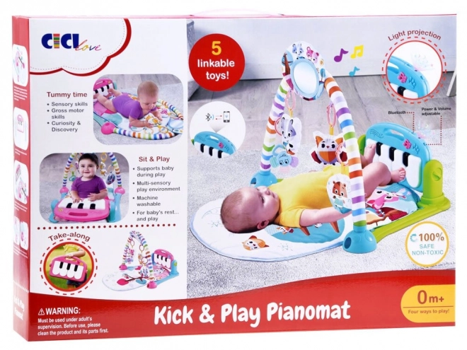 Edukative Babyspielmatte mit Piano und Projektor – rot