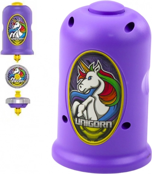 Starterset mit Abschusskreisel Einhorn lila