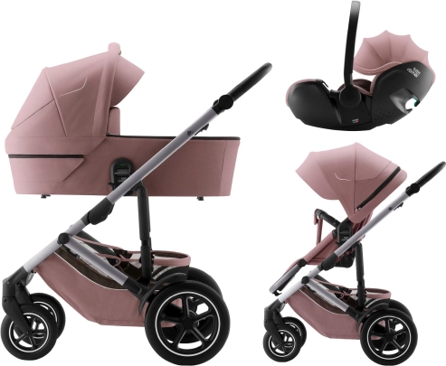 Kinderwagen Smile 5Z mit tiefem Kinderwagenaufsatz und Autositz Baby-Safe Pro Style, Dusty Rose