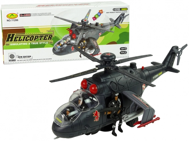 Hubschrauber mit riesigen Flügeln und Lichteffekten