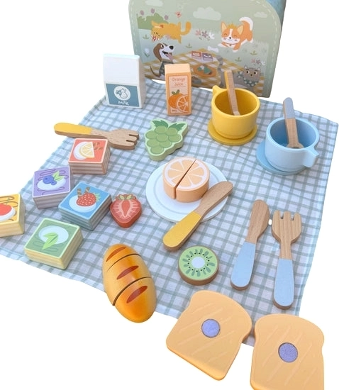 Holz-Picknick-Set mit Früchten zum Schneiden
