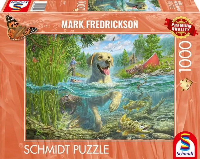 Puzzle Schmidt Labrador beim Angeln 1000 Teile