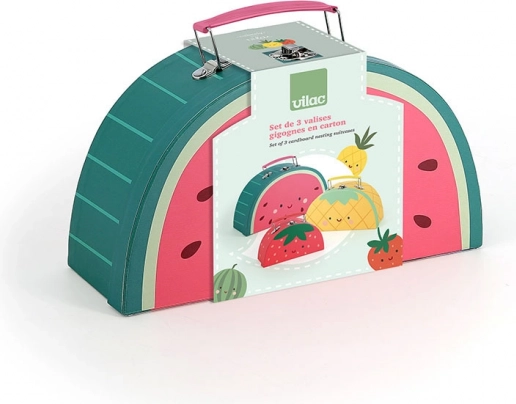 Vilac Set von 3 Koffern mit Obstmotiven