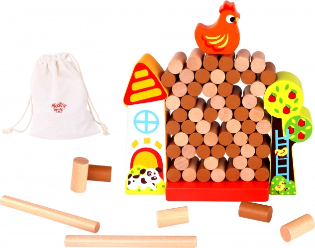 Tooky Toy Holzspiel Fallende Henne Bauernhof