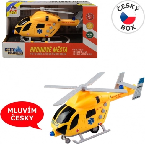 MaDe Rettungshubschrauber mit Schwungrad, Licht und Sound, 20 cm