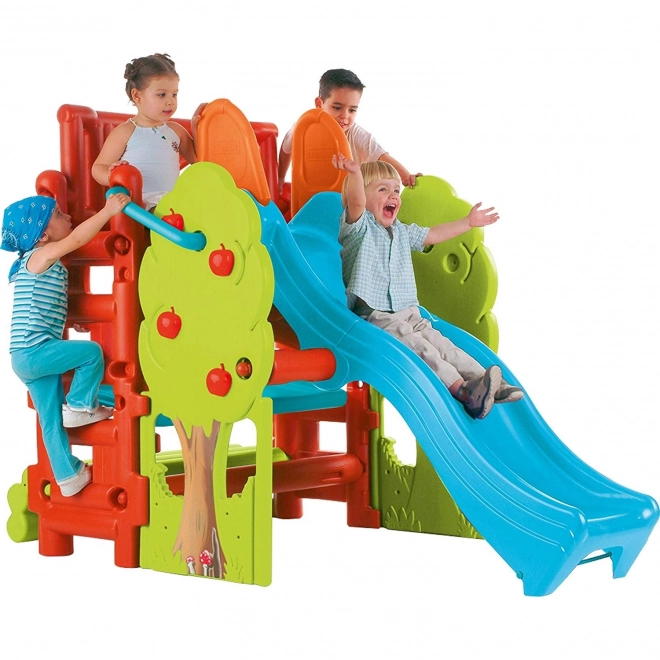 Feber Holzhaus Spielplatz mit Rutsche und Tisch