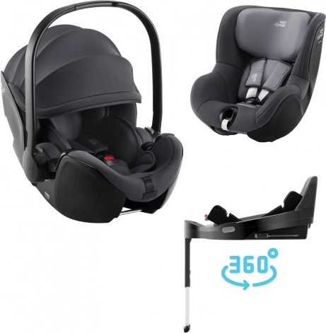 Autositz-Set Britax Römer für Babys mit Vario Base 5Z und Dualfix 5Z in der Farbe Midnight Grey