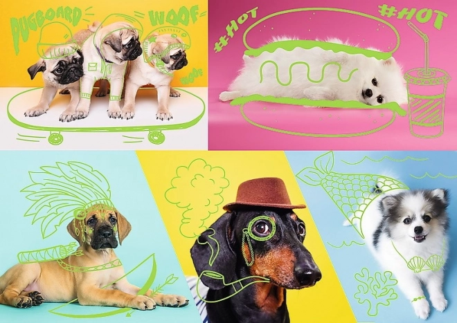 Puzzle Neon Color Line Hund Entspannung 1000 Teile