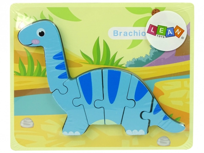 Holzpuzzle Dinosaurier Brachiosaurus Blau