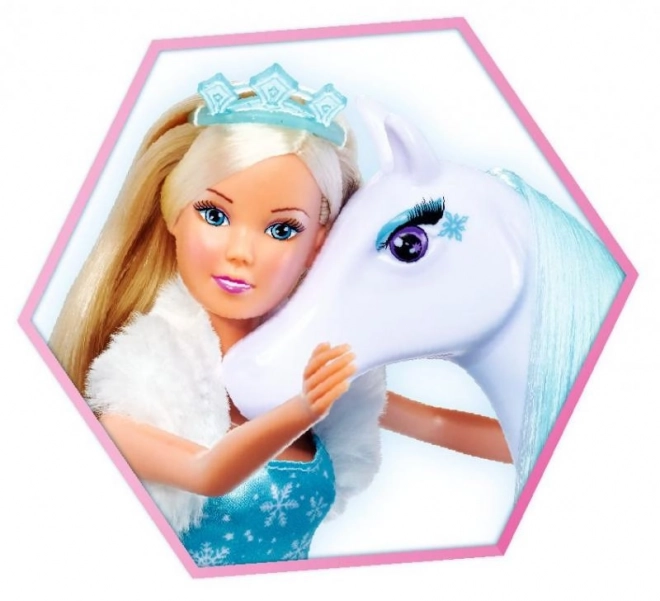 Steffi als Schnee-Prinzessin mit Pferd