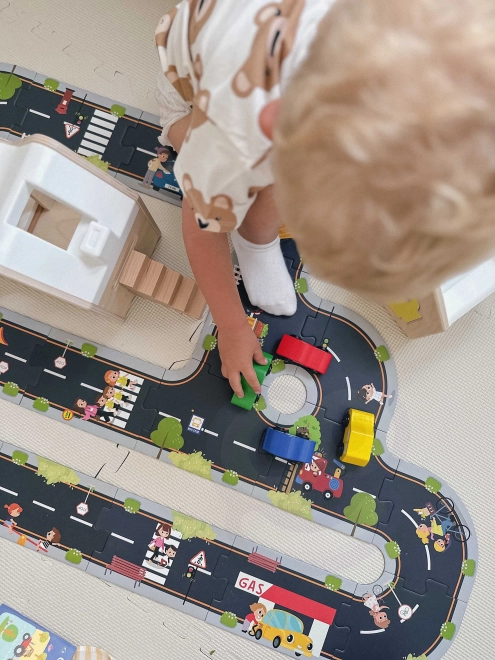 Woopie Green Stadtpuzzle für Kinder - Autorennbahn