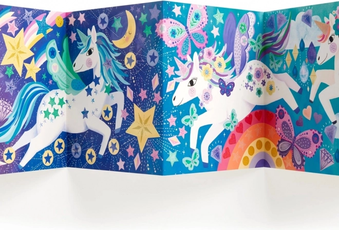 Set aus glitzernden Aufklebern mit magischen Einhörnern