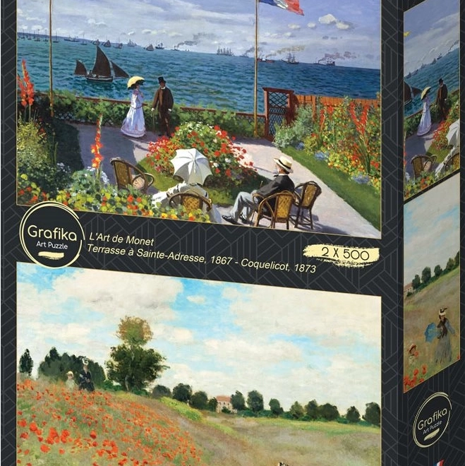 Puzzle Garten in Sainte Adresse und Mohnblumenfeld 2x500 Teile