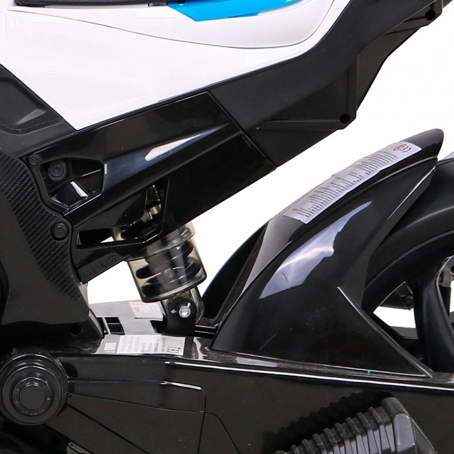 Kinder-Elektromotorrad BMW HP4 Weiß + Stützräder + sanfter Start + EVA + MP3 LED