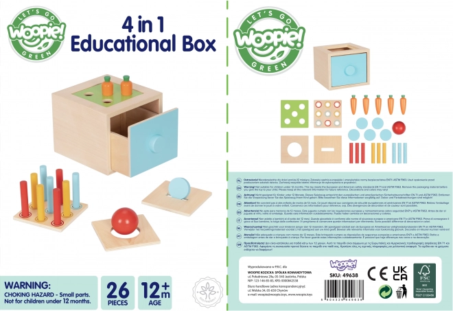 Woopie Green Holzpädagogisches Sortierspielzeug Montessori mit Schublade