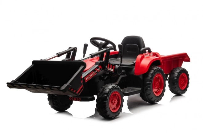 Kinderroter Traktor mit wiederaufladbarem Akku und Löffel