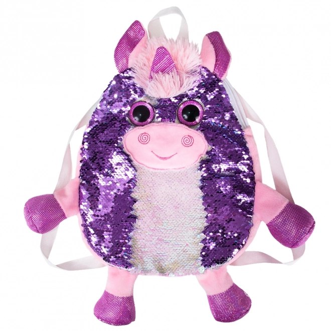 Einhorn Pailletten Rucksack Lila