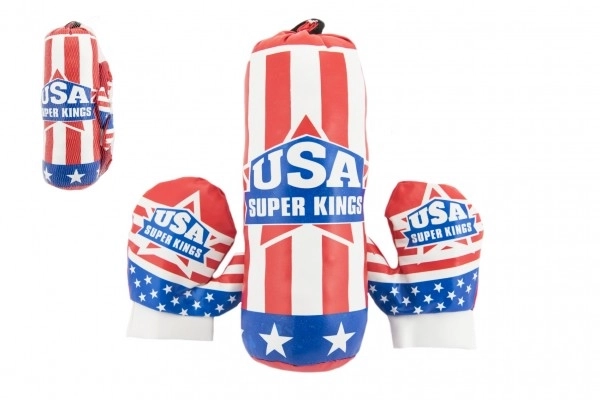 Boxsack und Handschuhe für Kinder mit amerikanischer Flagge