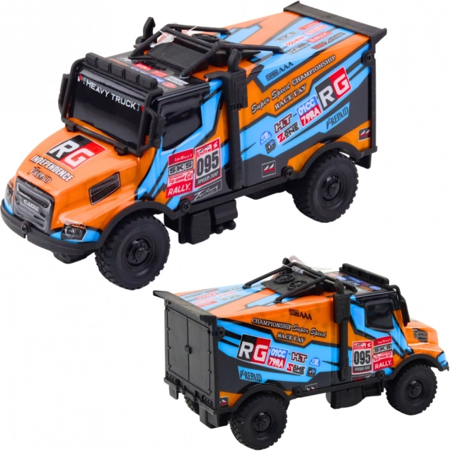 Geländewagen mit Antrieb, Lichtern und Klängen orange blau