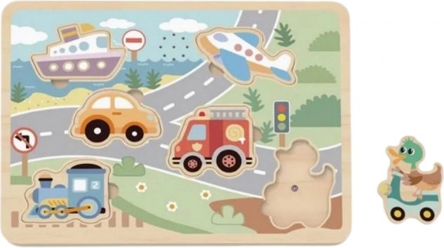 Tooky Toy Holz-Interaktives-Puzzle Fahrzeuge