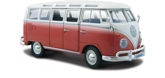 Metallmodell Volkswagen Samba Weiß-Rot