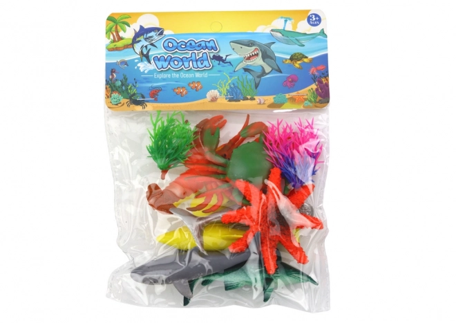 Set aus Meereslebewesen-Figuren und Wasserpflanzen