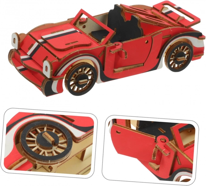 3D Holzpuzzle Roter Cabriolet