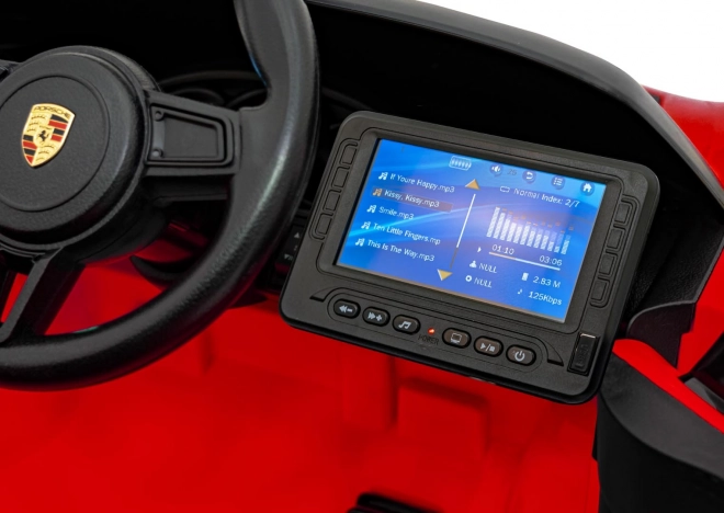 Elektrisches Spielzeugauto Porsche 718 mit MP4-Audiopanel – Rot