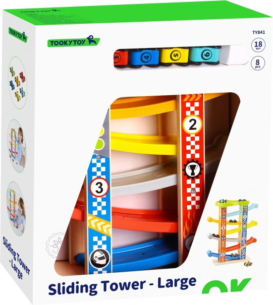 Tooky Toy Bunte Rutsche für Autos
