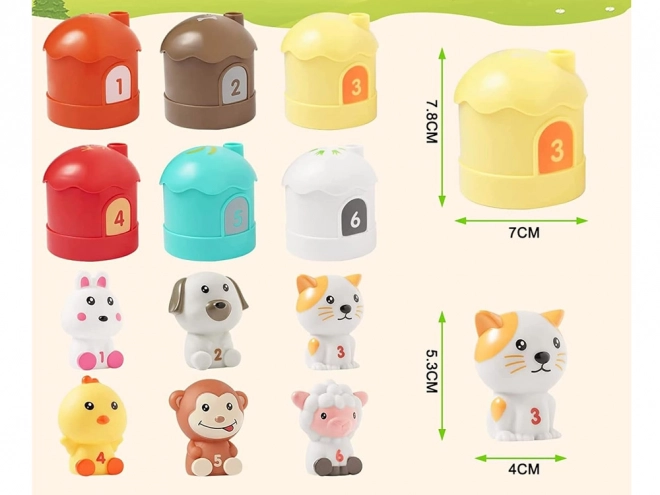 Set aus Tiergummis mit Häuschen und Zahlen