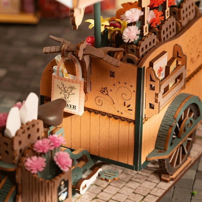 3D Holzpuzzle Blumenwagen