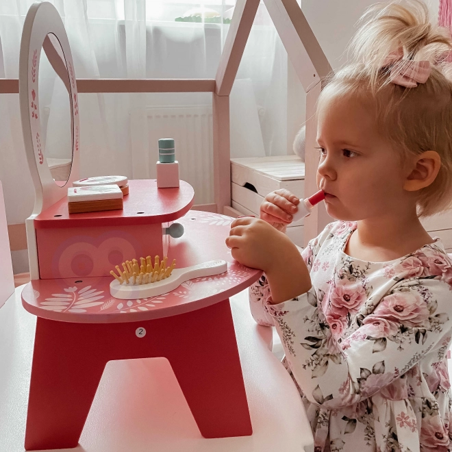 Rosa Holztisch mit Spiegel Tooky Toy