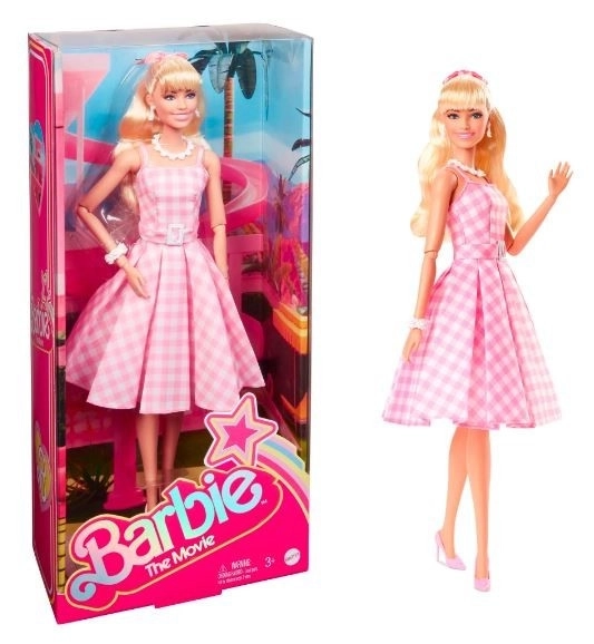 Filmische Barbie-Puppe Margot Robbie als Barbie im rosa Kleid