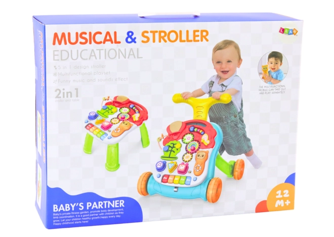 Funktion 2-in-1: Tisch und Lauflernwagen