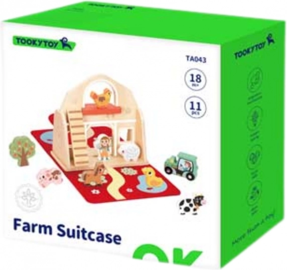 Tooky Toy Zusammenbaubare Holzfarm mit Tierfiguren