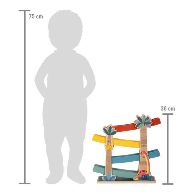 Holzspielzeugbahn mit Dinosauriermotiven