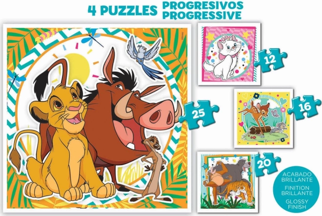 EDUCA Puzzle im Koffer Disney Tiere 4-in-1