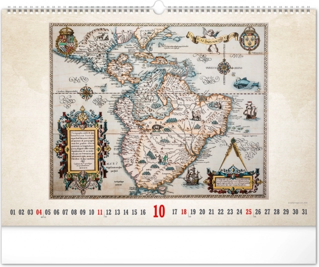 Wandkalender Alte Karten 2026
