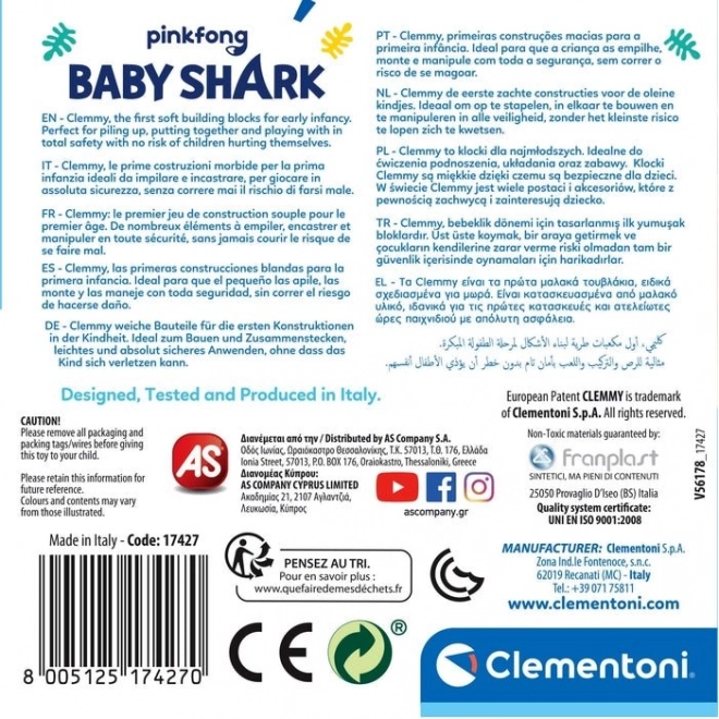 Clementoni Baby Shark Weiche Clemmy Bausteine