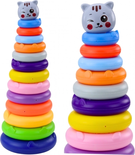 Bunte Turm mit Ringen und Katze