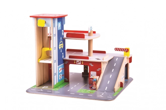 Bigjigs Toys Parkgarage mit Hubschrauberlandeplatz